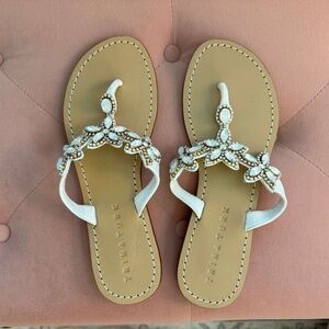 Trina Turk White Opal Jeweled Sandals Size 8